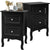 Set of 2 Nightstand Bedroom Bedside Table w/ Drawers Storage, Country Style w/ Metal Handle, Black