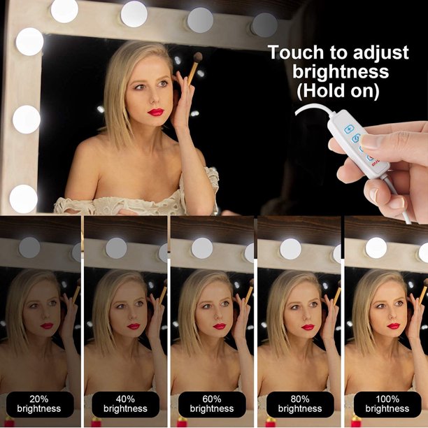 LED Vanity Mirror Lights, 17.7ft Hollywood Make Up w/ 14 Dimmable USB  Led Bulbs