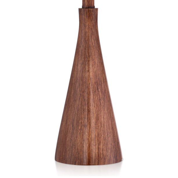 Modern Accent Table Lamp 23 1/2" High Brown Faux Wood Oatmeal Drum Shade for Bedroom Living Room