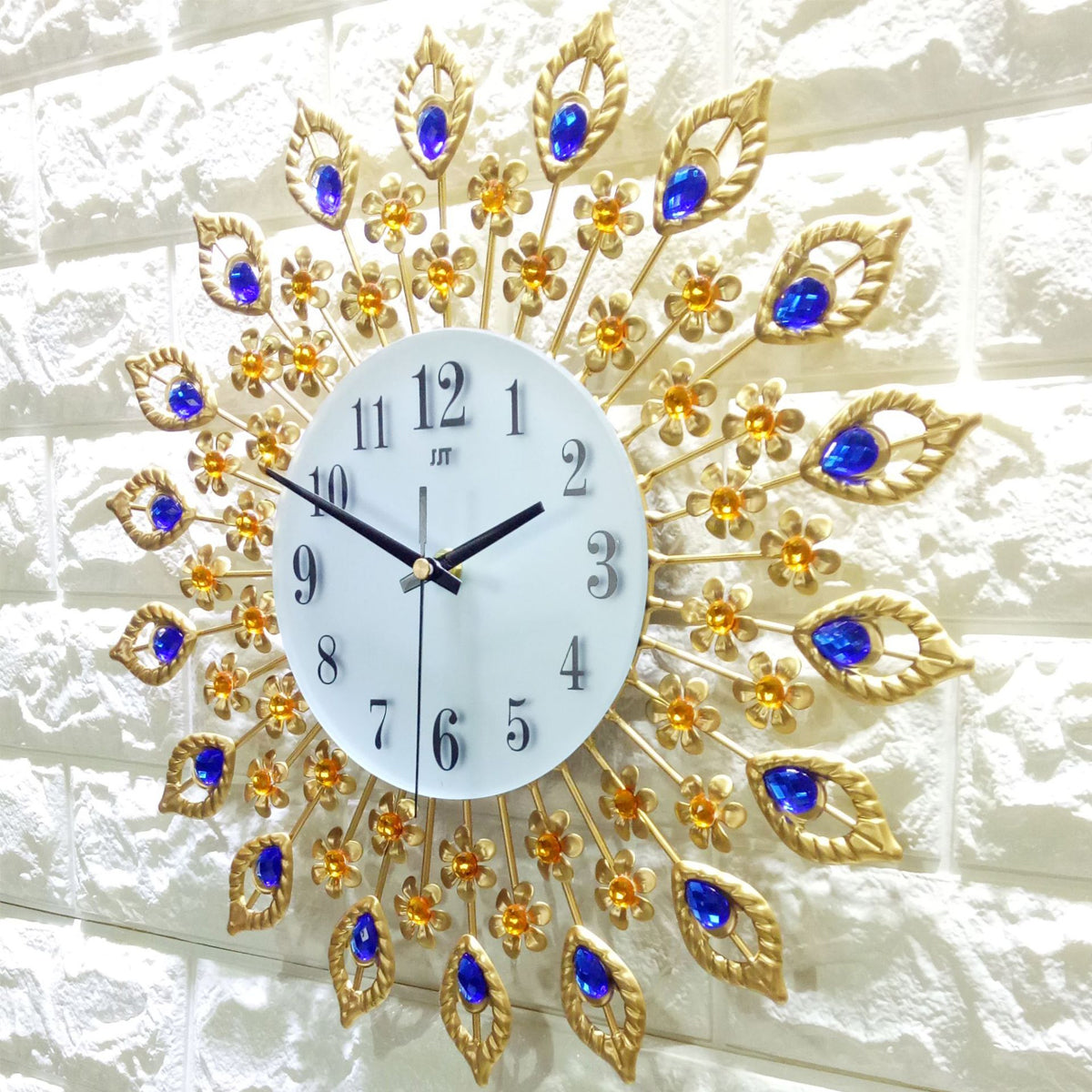 15" Large 3D Wall Clock Watch  w/ Peacock Diamonds for Home Decoration