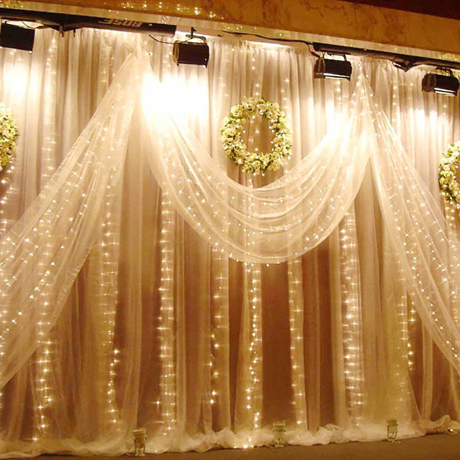 320 LED 9.8FT × 9.8FT Window Curtain String Light, Warm White