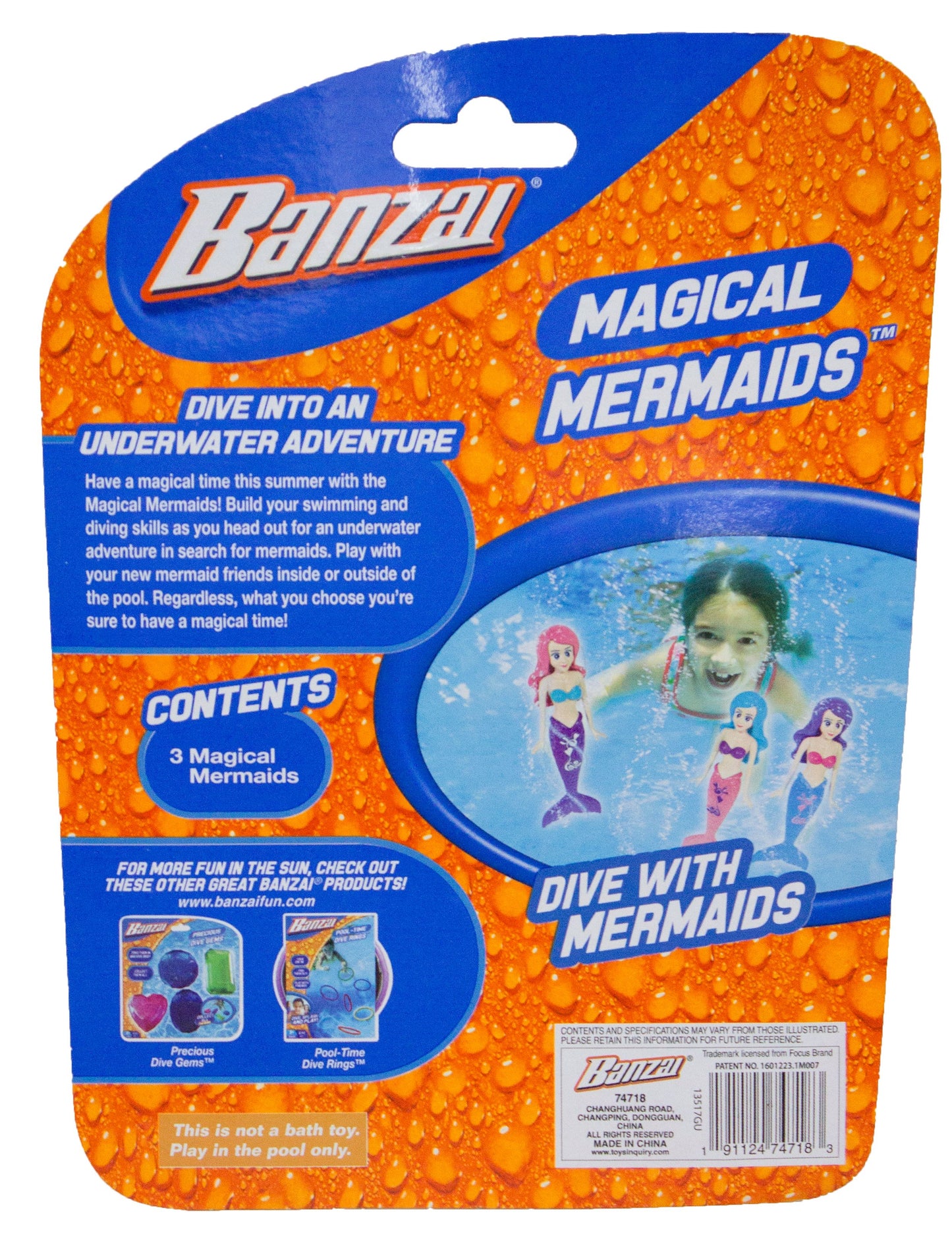 Set of 3 Magical Mermaids Dive Pool Toys for Kids