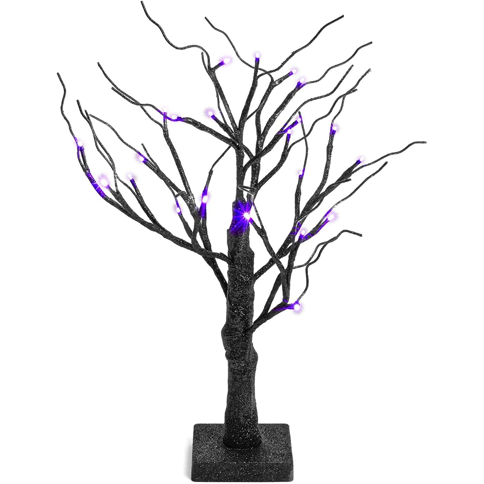 Halloween Decorations, Black Tree w/ Purple LED Lights (18 in.)