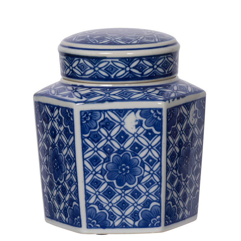 Decorative Jars - White, Blue - Set of Three