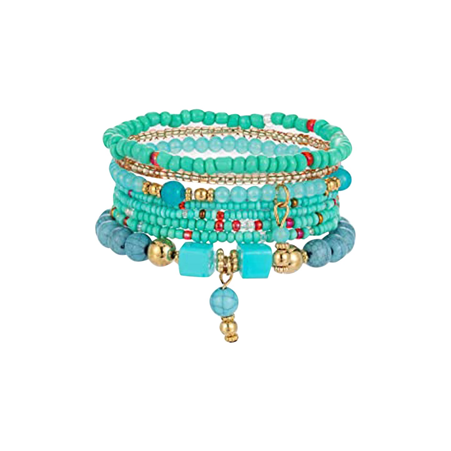 6 Sets Bracelets Multilayer Stack Colorful Beads for Women