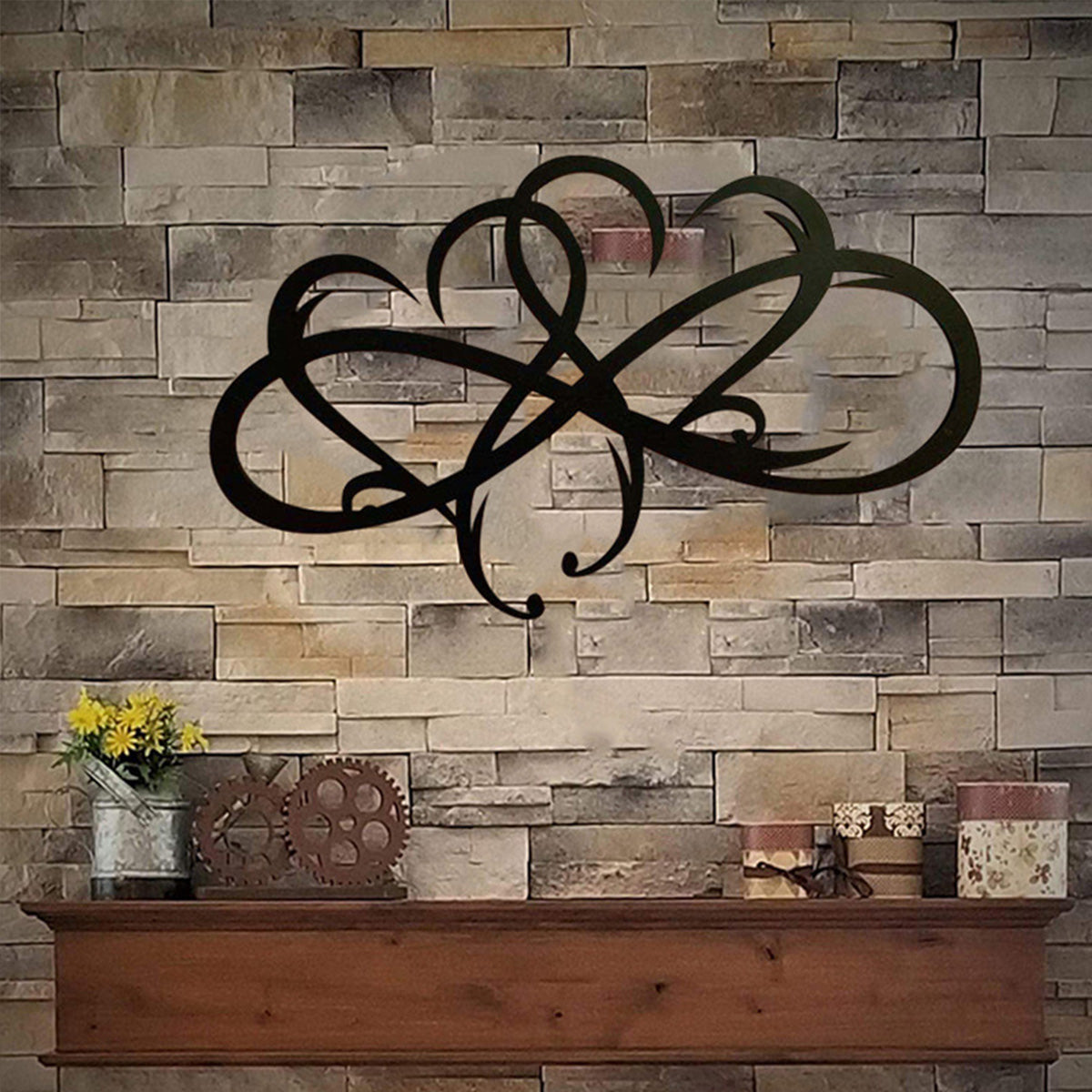 Metal Infinity Heart Hang Art Sculpture for Home Decoration