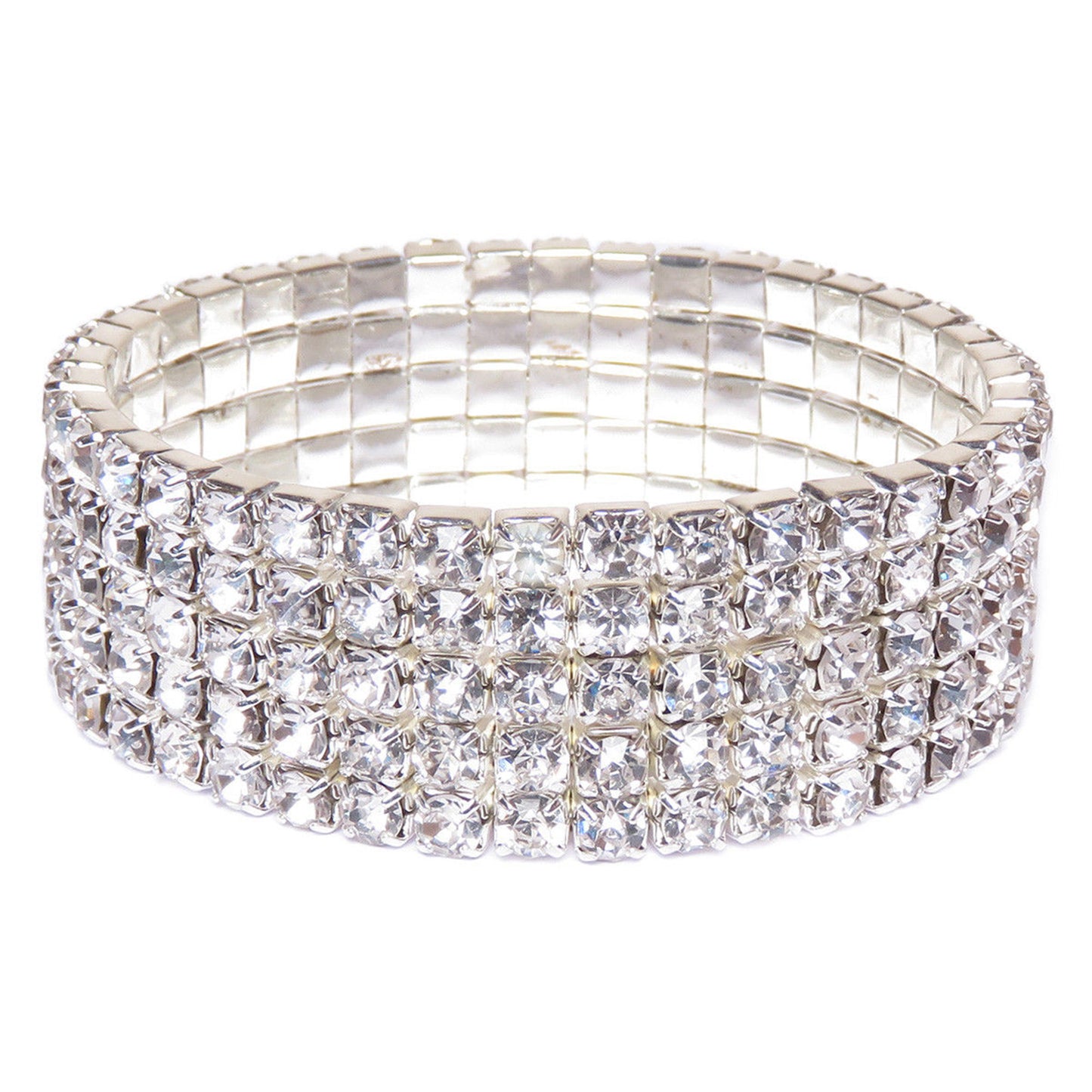 Silver Crystal Tennis Bracelets for Women Five Layers