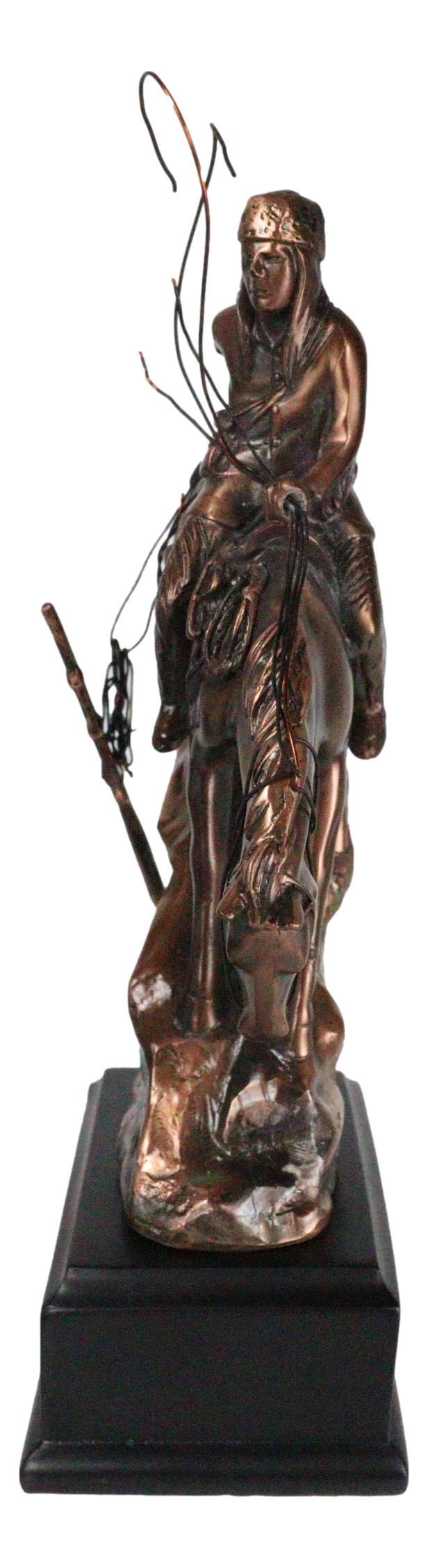 Native Indian Warrior Hunter w/ Rifle & Rope On Horse Figurine