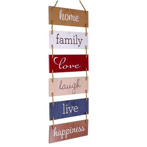 Large Hanging Wall Sign: Rustic Wooden Decor (Home, Family, Love, Laugh, Live, Happiness) Hanging Wood Wall Decoration (11.75" x 32")