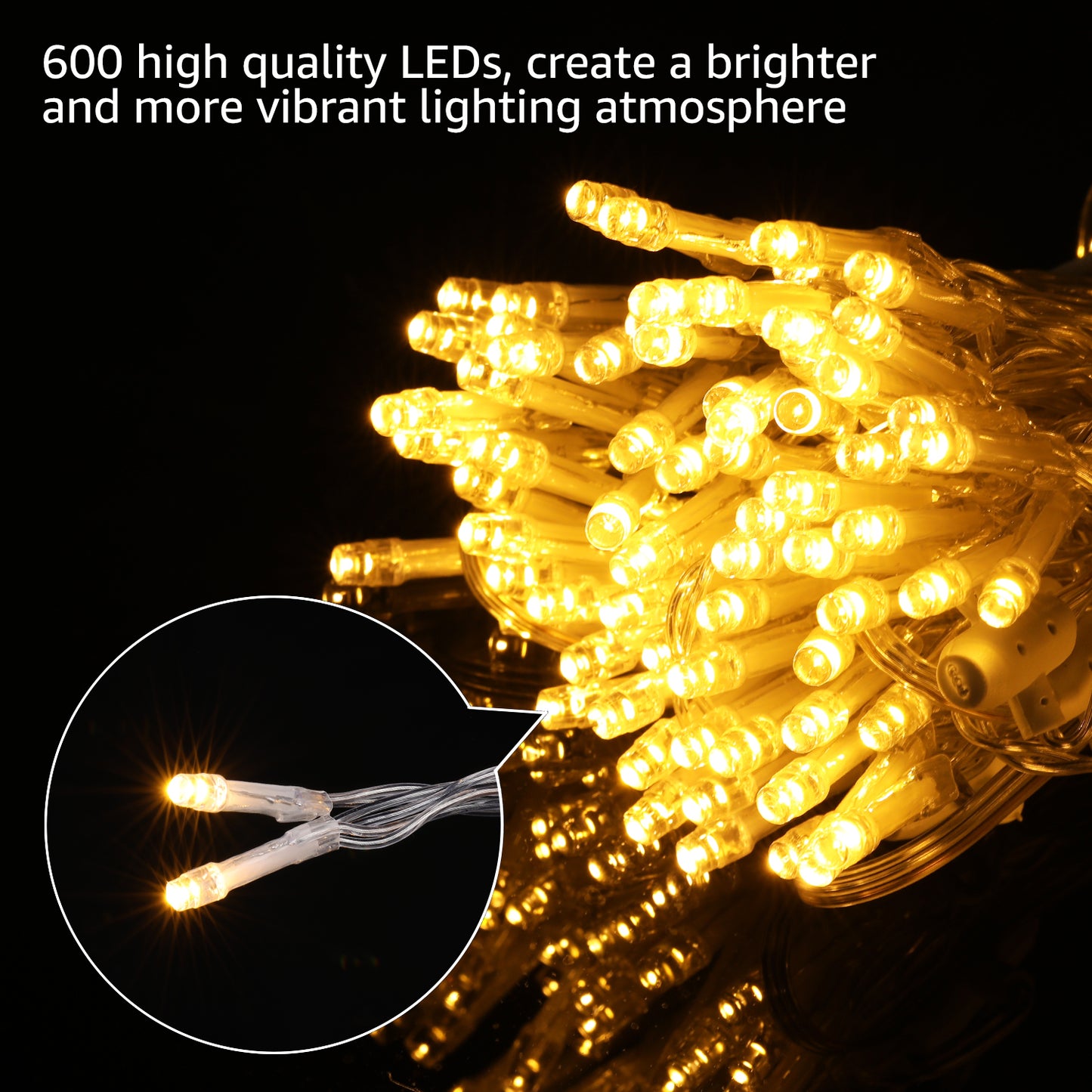 Extendable LED String Lights for Bedroom, Warm White