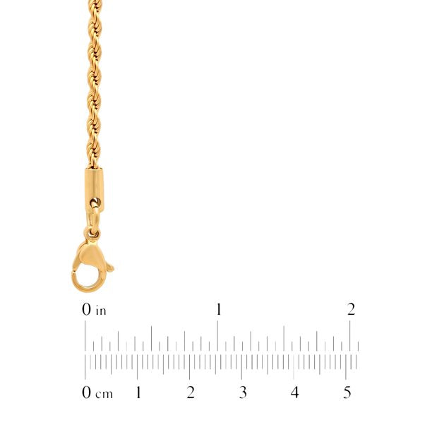 Gold-Tone Stainless Steel 2.3MM Rope Link 24" Chain Necklace, Unisex