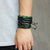 Unisex Green & Black Braided Leather Wristband Bracelet For Men or Women, 5pcs Set