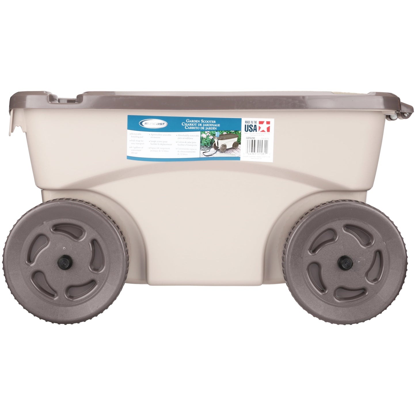 Rolling Garden Scooter w/ Wheels & Pull Strap, Light Taupe