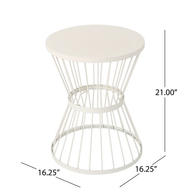 Outdoor 16-Inch Iron Side Table, Matte White