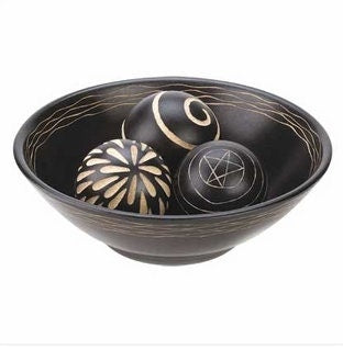 Artisan Decorative Bowl And Balls Contemporary Art Decor Centerpiece 3.5''