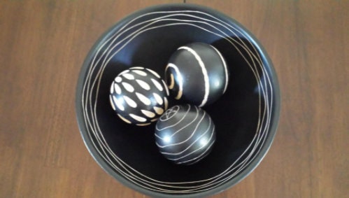 Artisan Decorative Bowl And Balls Contemporary Art Decor Centerpiece 3.5''