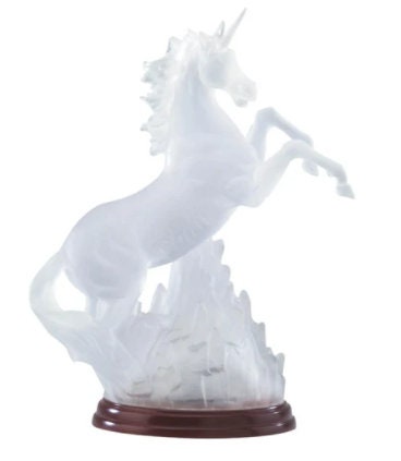 Frosted Unicorn Statue with Raibow Light, Carved Animal Figurine Collectible Night Lights