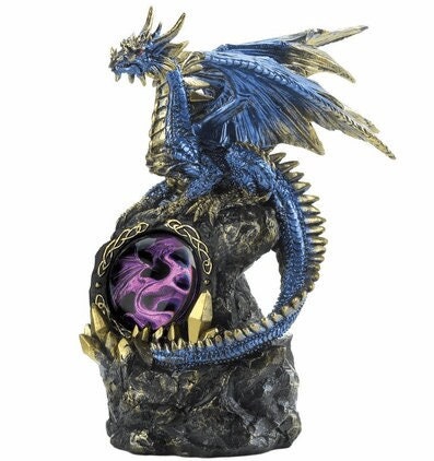 Dragon Perching On Rocks, Light up Dungeons and Dragons Mythical Fantasy Decor, Collectible Figurine, Cool Gifts, 8.25" High