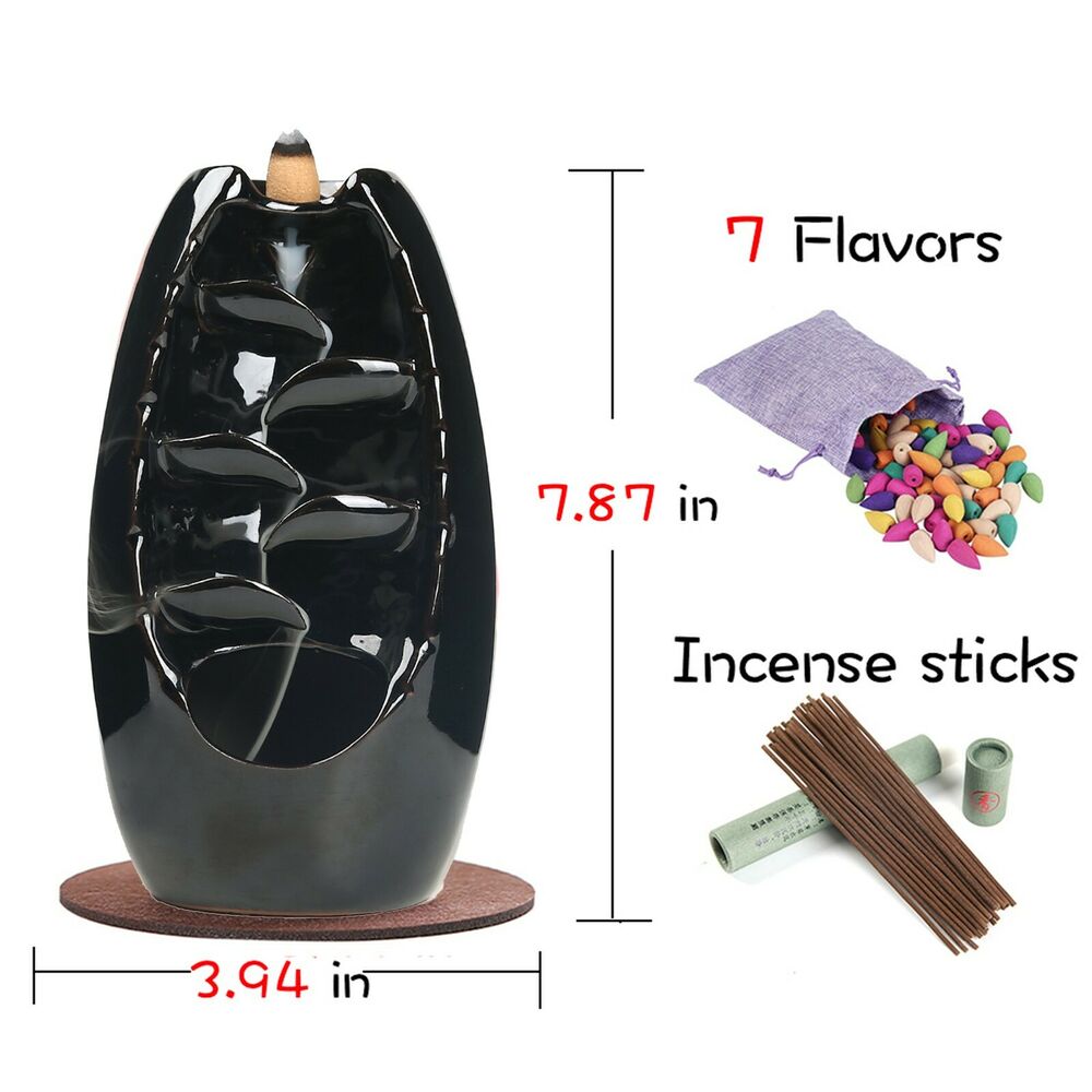 Waterfall incense burner, Backflow burner, Incense set