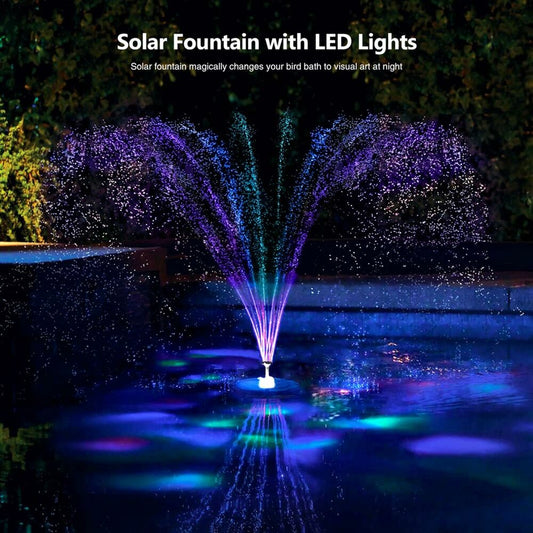 8LED Solar Powered Floating Bird Bath Water Fountain Outdoor Pond Pool Garden