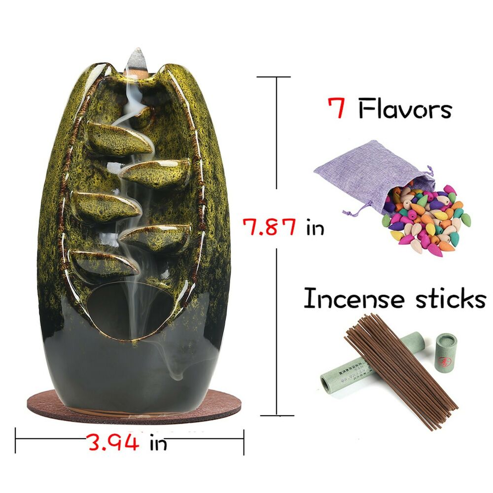 Waterfall incense burner, Backflow burner, Incense set