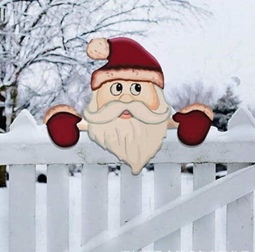 Christmas Funny Garden Santa Claus Signs Ornament Xmas Yard Fence Elk Decors US