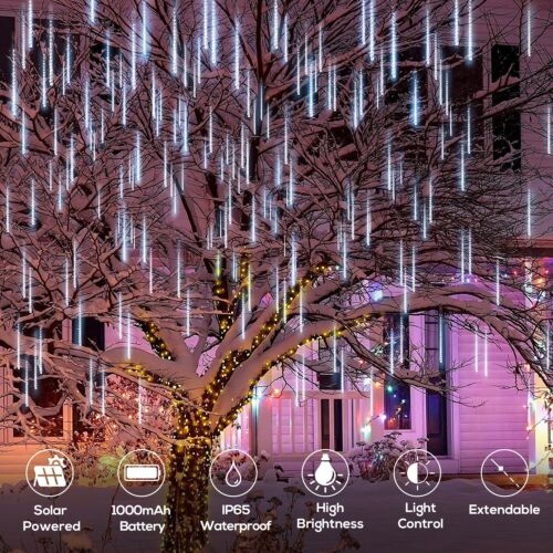 Christmas 288LED Solar Meteor Shower Rain String Lights Party Garden Tree Decor