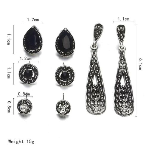 4Pairs Women Crystal Bohemian Earring Set Stud Earrings Women