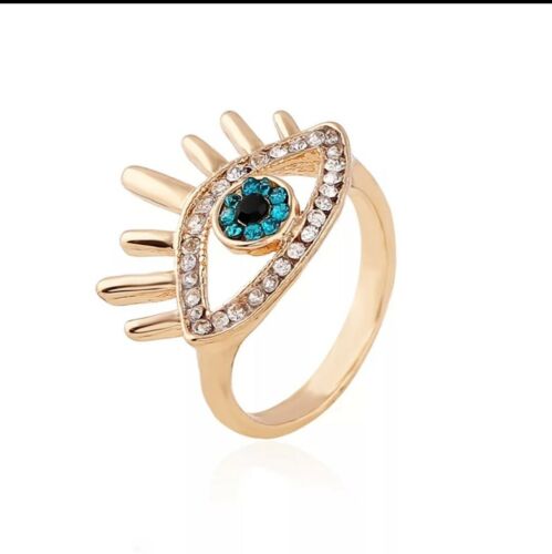 Women's Jewelry Blue Evil Eye Cubic Zirconia Gold Color Ring