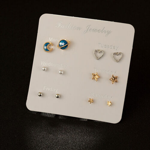 6~7 Pairs/Set Korean Style Week Earrings Set