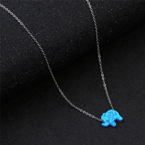 Women Jewelry GF Pendant 925 Silver Gold Plated Elephant Opal Chain Necklace