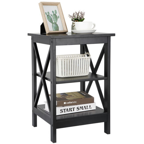 End Table Sofa Side End Storage Shelf Living Room Bedroom Furniture Black Stand