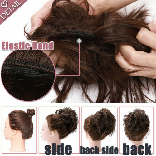 Natural Curly Messy Bun Hair Piece Scrunchie Updo Real as human Hair Extensions