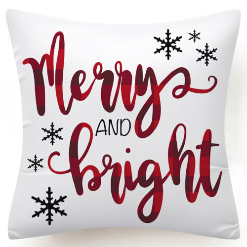 Throw PILLOW COVER Christmas Red White Xmas Double-Sided Cushion Case 18x18" USA