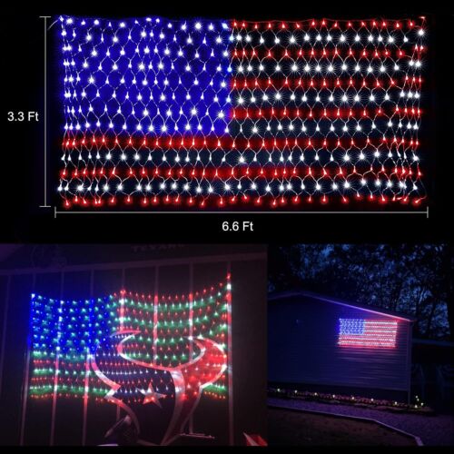 LED American Flag LED Lights 420 LED USA Flag Net Lights Waterproof