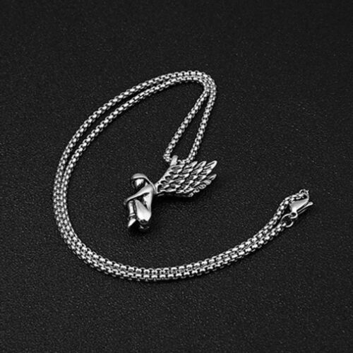 Women's Love Girls Angel Wings Pendant Necklace Chain Set Stainless Steel