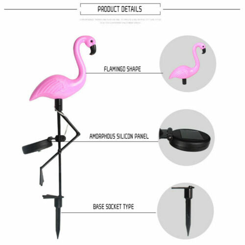 Solar Powered Pink Flamingo Ornament Garden Outdoor Light Lawn Lamp Xmas