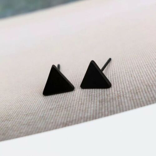 Black Silver Color Alloy Punk Triangle Flash Stud Earrings