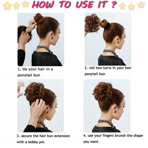 Natural Curly Messy Bun Hair Piece Scrunchie Updo Real as human Hair Extensions