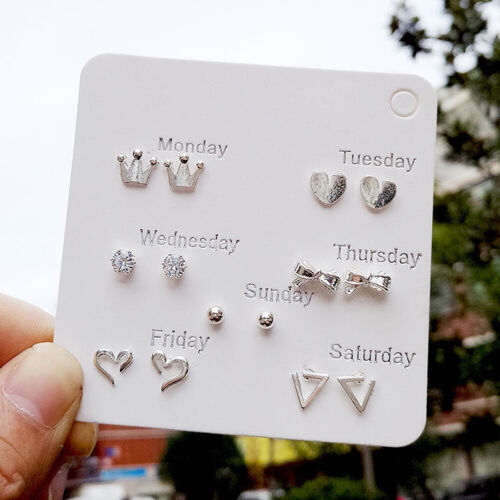 6~7 Pairs/Set Korean Style Week Earrings Set