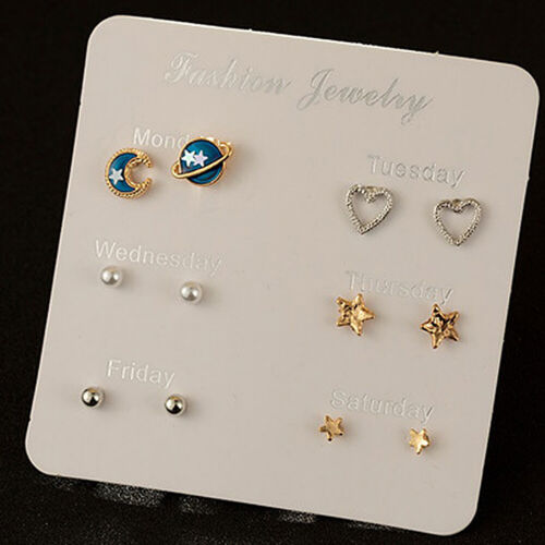 6~7 Pairs/Set Korean Style Week Earrings Set