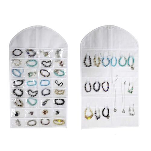 Jewelry Hanging Non-Woven Organizer Holder 32 Pockets 18 Hook & Loops