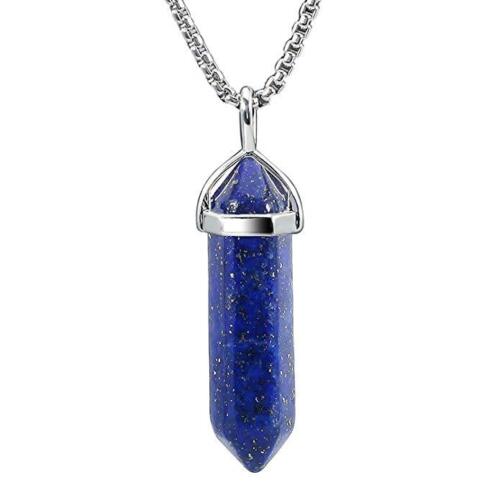 Natural Stone Hexagonal Pendant Necklace Healing Crystal Quartz Chakra Jewelry