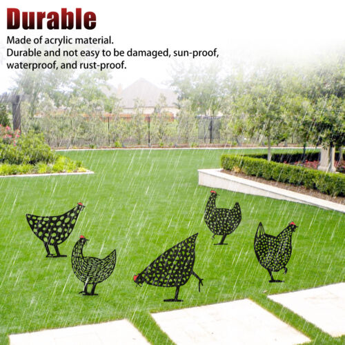 5PCS Chicken Stakes Yard Art Outdoor Garden Backyard Lawn