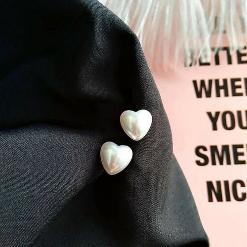 Cute Heart Simulated Pearls Stud Earrings Fashion Jewelry Women Earring