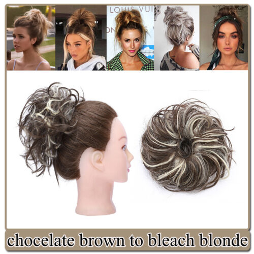 Natural Curly Messy Bun Hair Piece Scrunchie Updo Real as human Hair Extensions