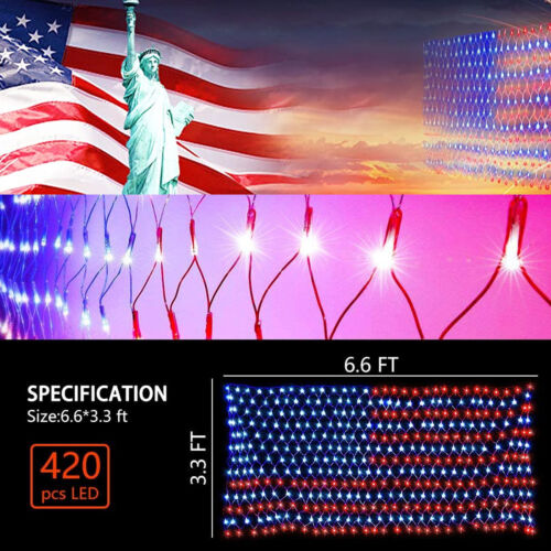 LED American Flag LED Lights 420 LED USA Flag Net Lights Waterproof