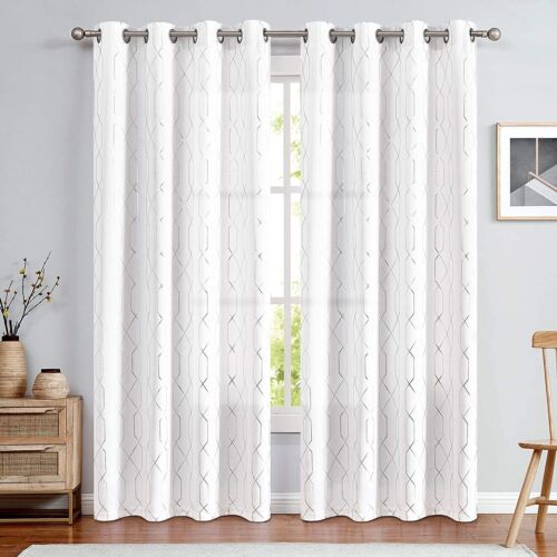 2 Panels 100% Blackout Crystal Foil Thermal Insulated Curtains Window Curtains