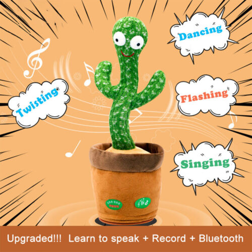 DANCING CACTUS ELECTRONIC TALKING PLUSH TOY PLAYS MUSIC & RECORDS AUDIO FOR KIDS