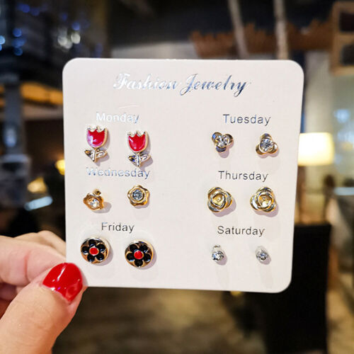 6~7 Pairs/Set Korean Style Week Earrings Set